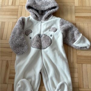 Adorable Bear-Themed Kids Hooded Footie